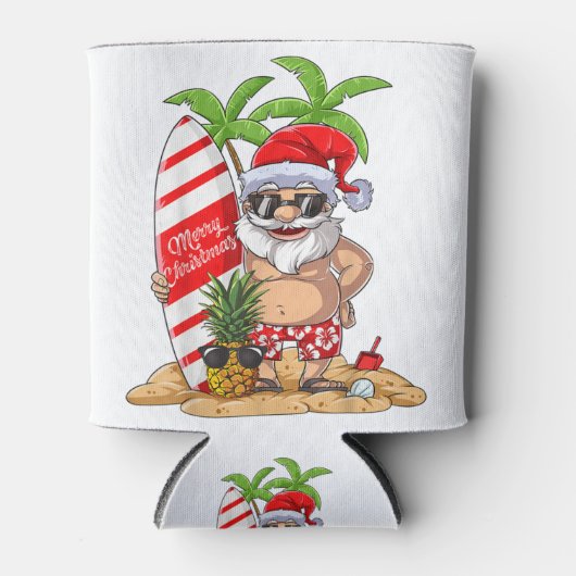 Weihnachten im Juli Santa Hawaiian Sommer Surf Sur Dosenkühler (Vorderseite)