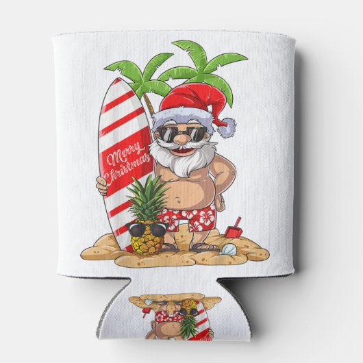 Weihnachten im Juli Santa Hawaiian Sommer Surf Sur Dosenkühler (Rückseite)