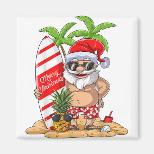 Weihnachten im Juli Santa Hawaiian Sommer Surf Sur Magnet