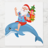 Weihnachten im Juli Santa Hawaiian Sommer Surf Sur Weinetikett (Einzelnes Label)