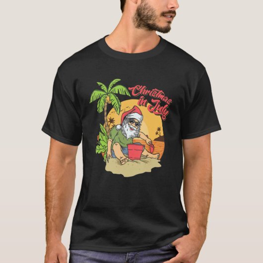 Weihnachten im Juli Santa Hawaiian Summer Beach Va T-Shirt (Vorderseite)