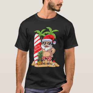 Weihnachten im Juli Santa Hawaiian Surfen im Somme T-Shirt