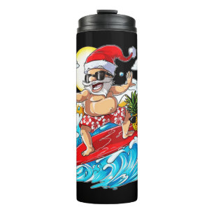 Weihnachten im Juli Santa Hawaiian Surfen Thermosbecher
