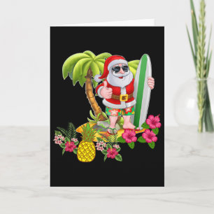 Weihnachten im Juli Santa Hawaiian Surfing T-Shirt Karte