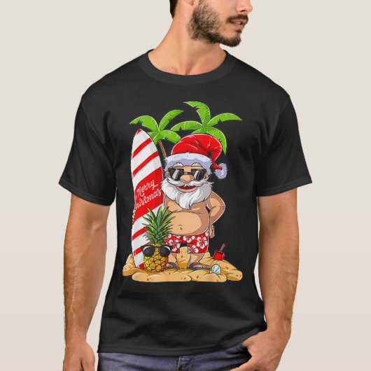 Weihnachten im Juli Santa Hawaiian SurfSummer Su T-Shirt (Vorderseite)