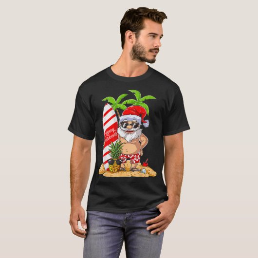 Weihnachten im Juli Santa Hawaiian SurfSummer Su T-Shirt (Vorne ganz)