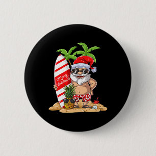 Weihnachten im Juli Santa Hawaiianisches Surfen Ge Button