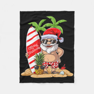 Weihnachten im Juli Santa Hawaiianisches Surfen Ge Fleecedecke