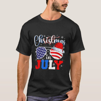 Weihnachten im Juli Santa Hut Sonnenbrille USA-Fla T-Shirt