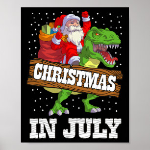 Weihnachten im Juli Santa Kinder Jungen Dinosaurie Poster