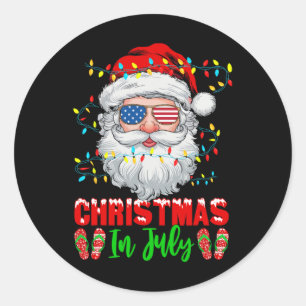 Weihnachten im Juli Santa Patriotisch Festlich Xma Runder Aufkleber