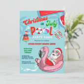 Weihnachten im Juli Santa Pool Party Kind Erwachse Einladung (Stehend Vorderseite)