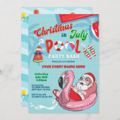 Weihnachten im Juli Santa Pool Party Kind Erwachse Einladung (Vorne/Hinten)