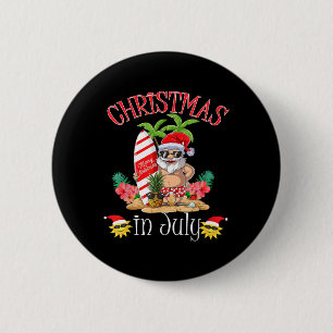 Weihnachten im Juli Santa Summer Beach Urlaub Button