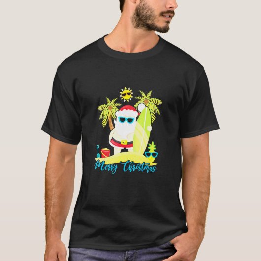 Weihnachten im Juli Santa Summer Surfing Beach Sur T-Shirt (Vorderseite)