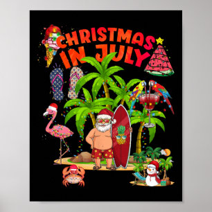 Weihnachten im Juli Santa Sungles Hawaiianischer S Poster