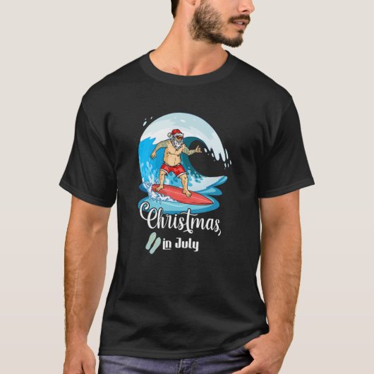 Weihnachten im Juli Santa Surf Sommer Strand T-Shirt (Vorderseite)