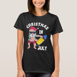 Weihnachten im Juli Santa Surfboard Sommerferien T-Shirt