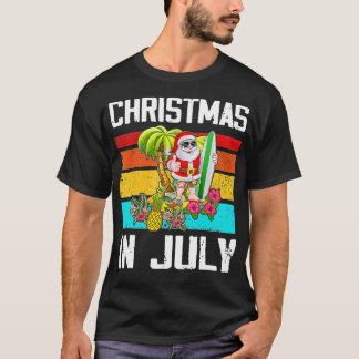 Weihnachten im Juli Santa Surfer Hawaii Sommerferi T-Shirt