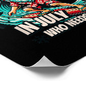 Weihnachten im Juli Santa Surfing Sommer Beach Vac Poster (Ecke)