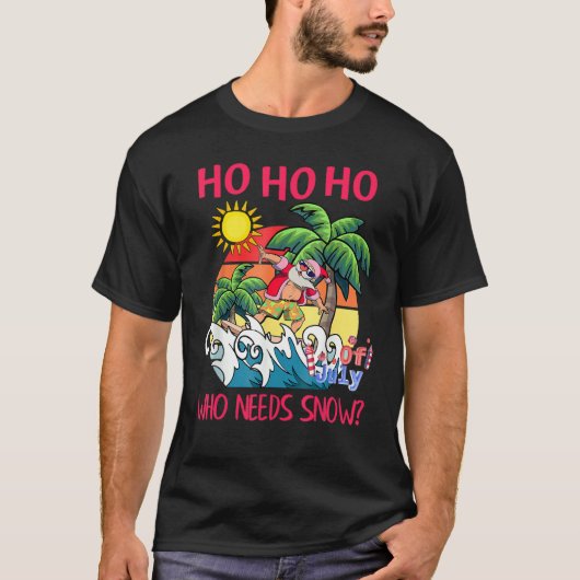 Weihnachten im Juli Santa Surfing Sommer Beach Vac T-Shirt (Vorderseite)