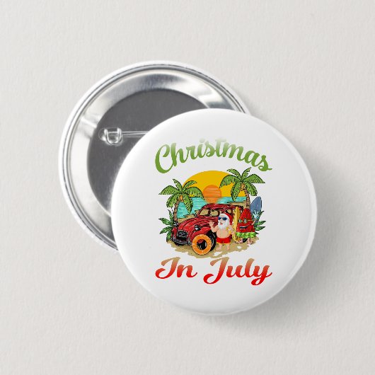 Weihnachten im Juli Santa Surfing Sommer Santa Haw Button (Vorne & Hinten)