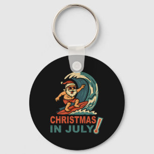 Weihnachten im Juli Santa Surft Sommer Hawaiian Ch Schlüsselanhänger