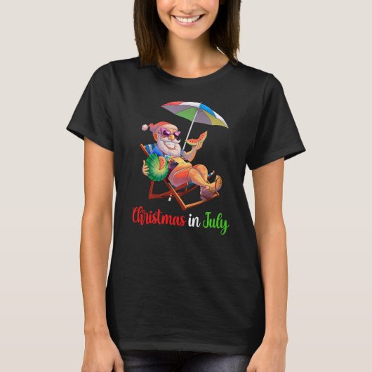 Weihnachten im Juli Santa Watermelon Tropical Hawa T-Shirt (Vorderseite)