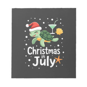 Weihnachten im Juli-Schildkröte Sommer Xmas Landsc Notizblock