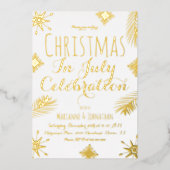 Weihnachten im Juli Schneeflocke Rot gepresst Folieneinladung (Vorderseite)