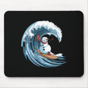 Weihnachten im Juli Schneemann Surfen Surfboard St Mousepad