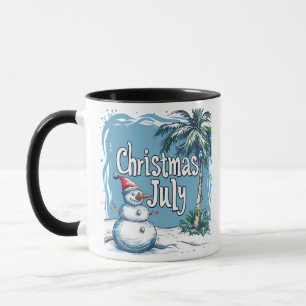 Weihnachten im Juli Schneemann- und Palmenbaum-Des Tasse