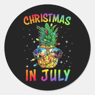Weihnachten im Juli-Shirt Ananas Weihnachtsbaum So Runder Aufkleber