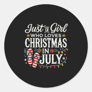 Weihnachten im Juli Shirt Girls Funny Summer Beach Runder Aufkleber