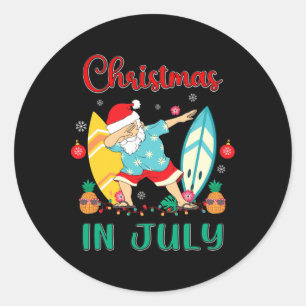 Weihnachten im Juli-Shirt Lustiger Santa Sommer St Runder Aufkleber