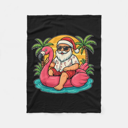 Weihnachten im Juli Shirt Santa Flamingo Float Men Fleecedecke (Vorderseite)