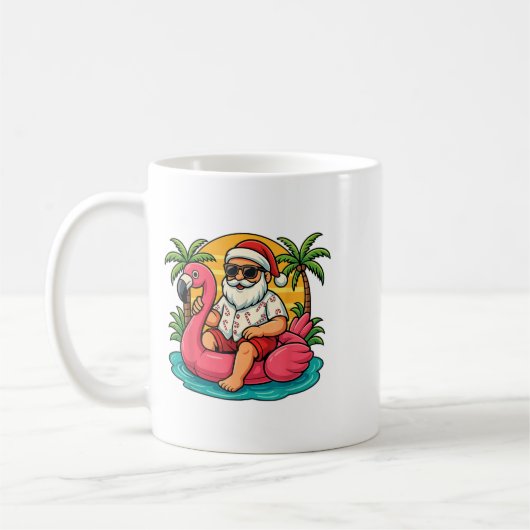 Weihnachten im Juli Shirt Santa Flamingo Float Men Kaffeetasse (Links)