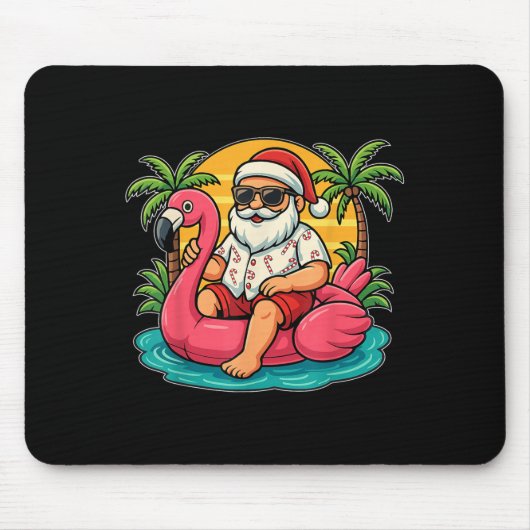 Weihnachten im Juli Shirt Santa Flamingo Float Men Mousepad (Vorne)