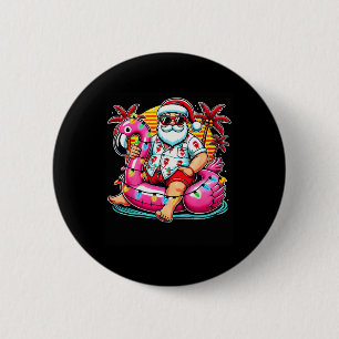 Weihnachten im Juli Shirt Santa Flamingo Float Som Button