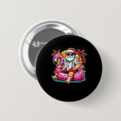 Weihnachten im Juli Shirt Santa Flamingo Float Som Button (Vorne & Hinten)