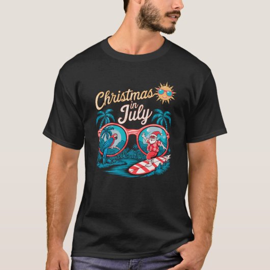 Weihnachten im Juli Shirt, Sommer Weihnachtsmann T-Shirt (Vorderseite)