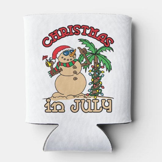 Weihnachten im Juli Snowman Sand Beach Dosenkühler (Rückseite)