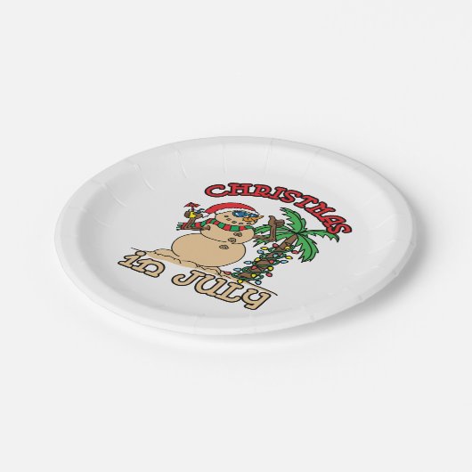 Weihnachten im Juli Snowman Sand Beach Pappteller (Schrägansicht)