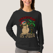 Weihnachten im Juli Snowman Sand Palm Tree Sommer T-Shirt (Vorderseite)