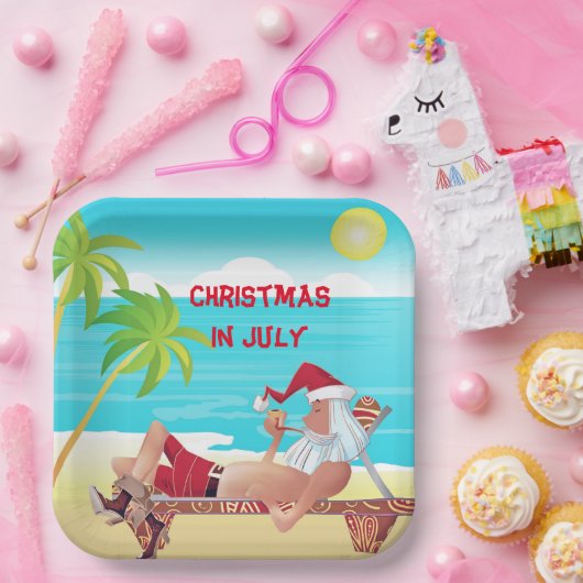 Weihnachten im Juli Sommer Beach Party Pappteller (Party)