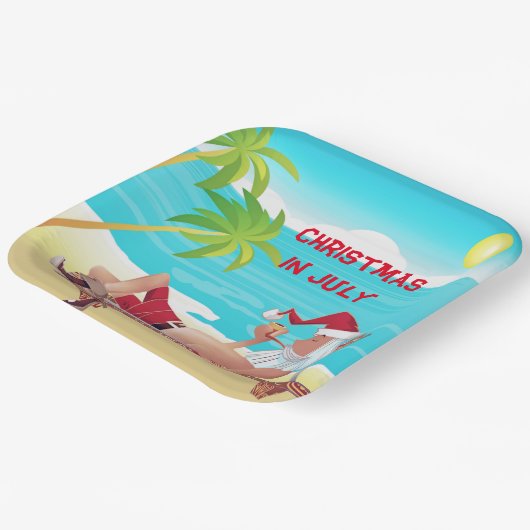 Weihnachten im Juli Sommer Beach Party Pappteller (Gewinkelt)