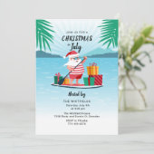 Weihnachten im Juli Sommer GRILLEN Beach Party Einladung (Stehend Vorderseite)