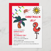 Weihnachten im Juli Sommer Party Flamingo Einladung (Vorne/Hinten)