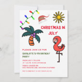 Weihnachten im Juli Sommer Party Flamingo Geburtst Einladung (Vorderseite)