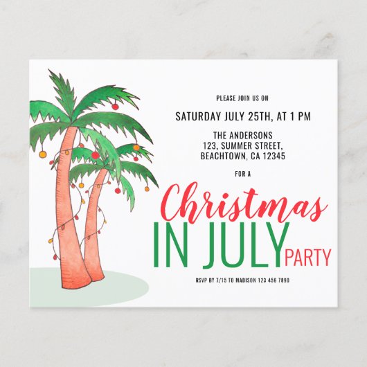 Weihnachten im Juli Sommer Party Flyer (Vorne)
